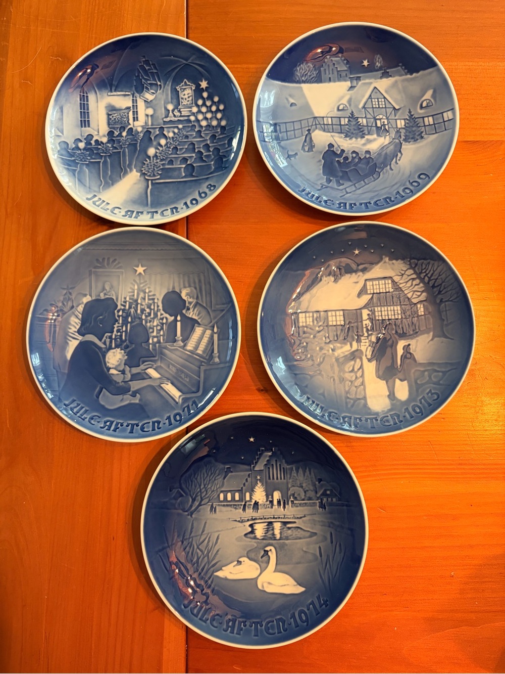 Bing & Grondahl B&G Denmark Christmas Plates 1968 1969 1971 1973 1974 set of 5